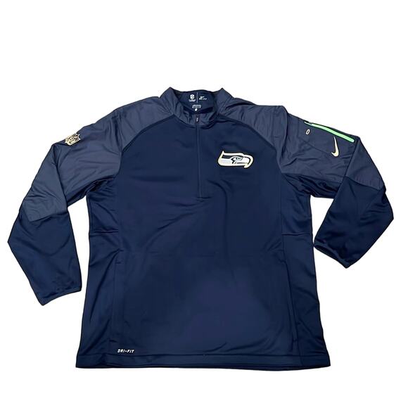 Nike Men's NFL Seahawks Dri FIT Quarter Zip Pullover Navy Size XL - Picture 1 of 7